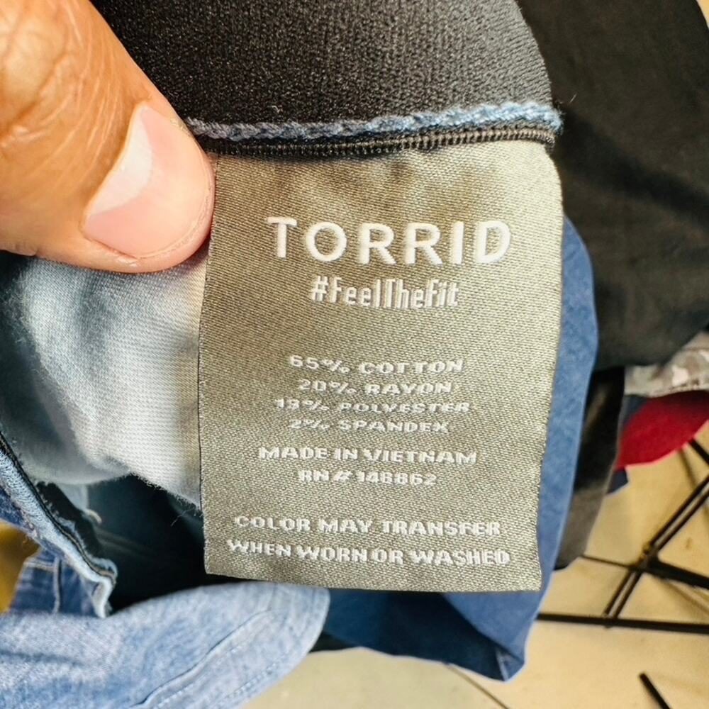 Torrid Womans Sz 22 Sky High Boot Crop Comfort Waist Blue Denim Stretch - Picture 9 of 9